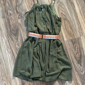Hunter Green Macy’s Mini Dress with Belt - Size S